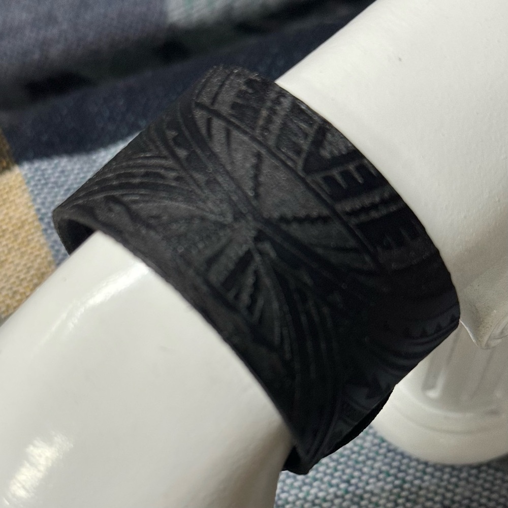 leather bracelet cuff custom lasered black with tattoo